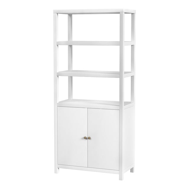 Nora 32 in W. x 72 in. H Wood 3- Tier Etagere Bookcase, White For Sale