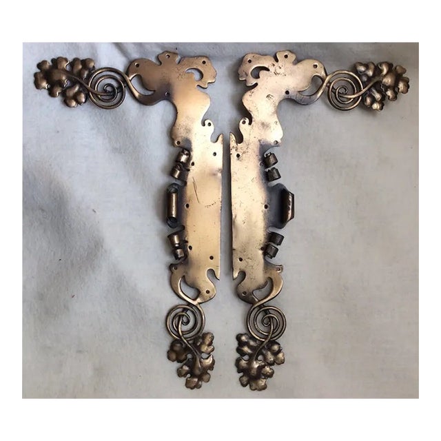 Pair of Antique Art Nouveau Architectural Elements, Hand Crafted Scrolls With Grape Motif For Sale