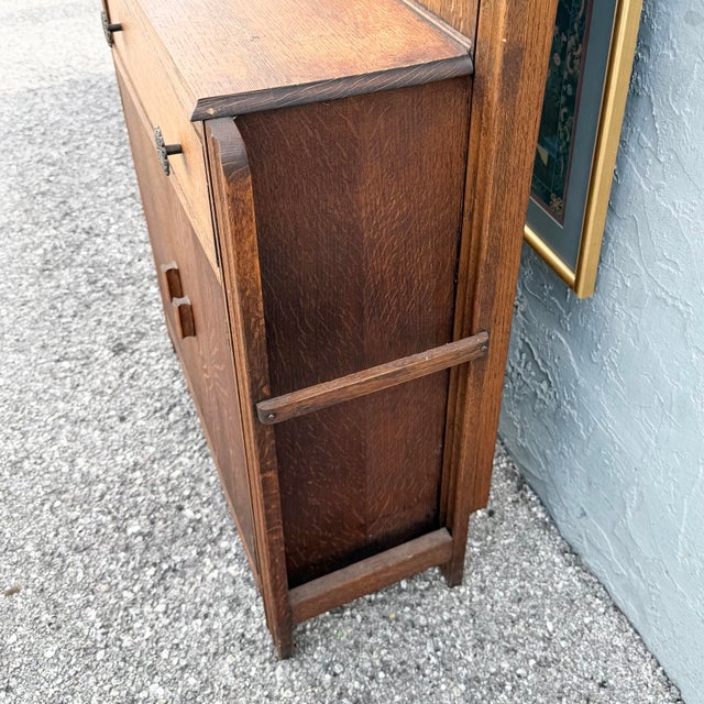 Antique Tiger Oak Hall Tree For Sale - Image 9 of 12