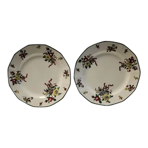 1930s Royal Doulton Old Leeds Sprays Salad/Dessert Plates - a Pair