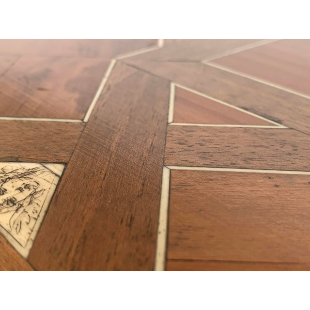 Mid 19th Century 19th Century Baroque Spanish Side Table With Marquetry Top and Lyre Carved Legs For Sale - Image 5 of 13