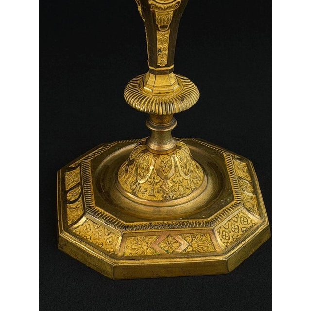 French Empire Ormolu Candlestick with Classical Portrait Medallions For Sale - Image 6 of 10