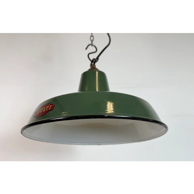 1960s Industrial Green Enamel Factory Pendant Lamp from Multi Electrical Co., 1960s For Sale - Image 5 of 18