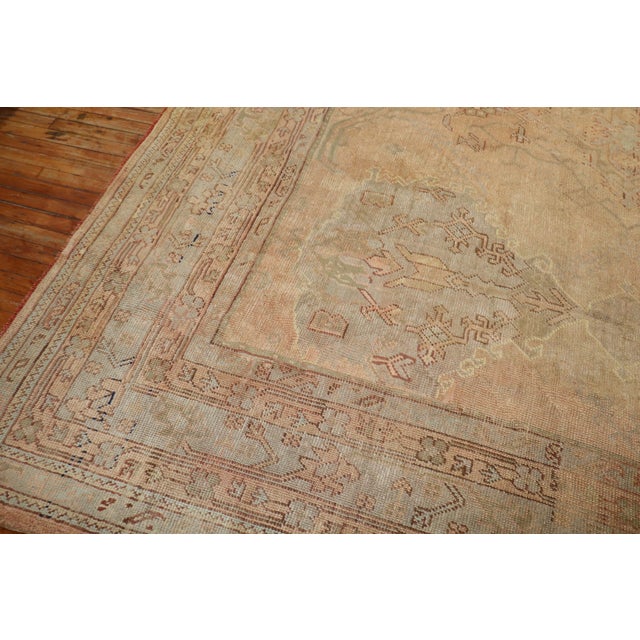 Textile Zabihi Collection Muted Antique Turkish Oushak Rug For Sale - Image 7 of 11