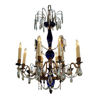 Russian Gilt Bronze and Cobalt Chandelier For Sale