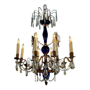 Russian Gilt Bronze and Cobalt Chandelier