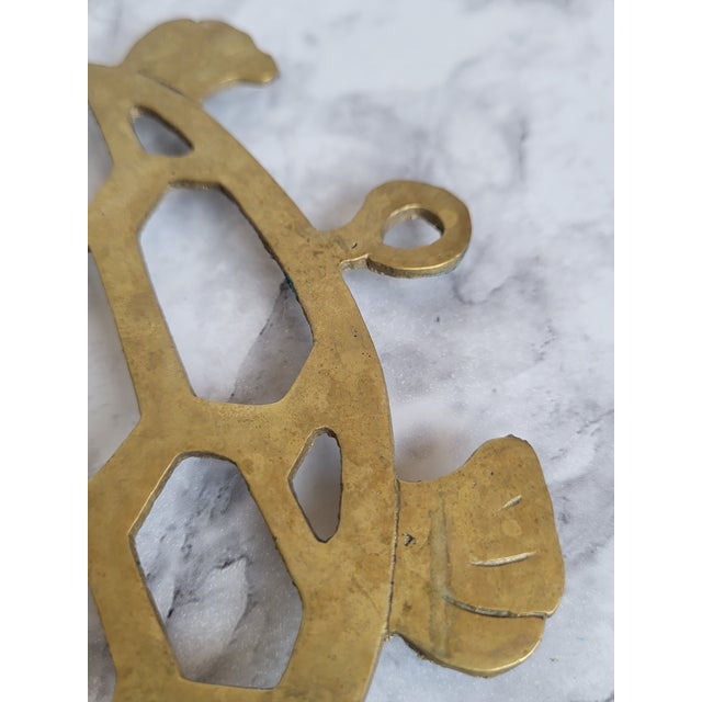 Brass Vintage Mid Century Brass Turtle Trivet For Sale - Image 8 of 12