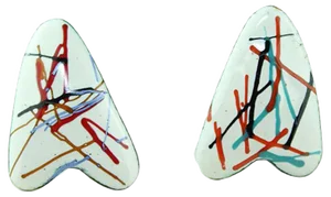 Enamel Earclips by Atelier Casanova for Atelier Casanova, 1950s, Set of 2
