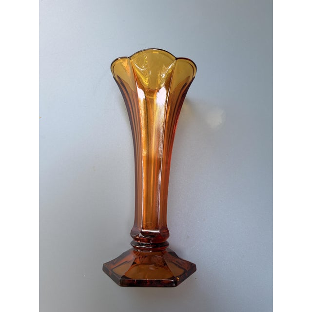 Art Deco Amber Crystal Vase by Val Saint Lambert, 1930s For Sale - Image 4 of 4
