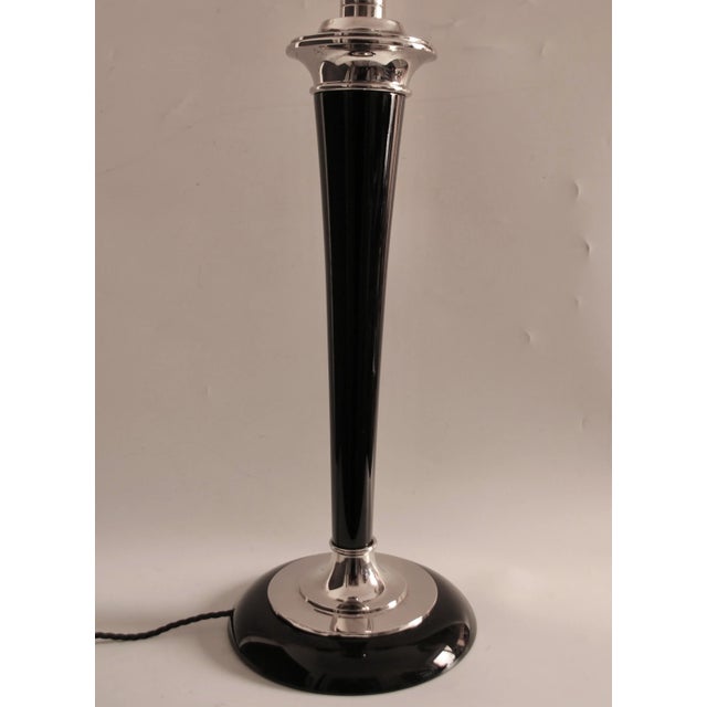 French Art Deco Table Lamp in Black Wood and Silver Metal from Mazda, 1920s For Sale - Image 12 of 16