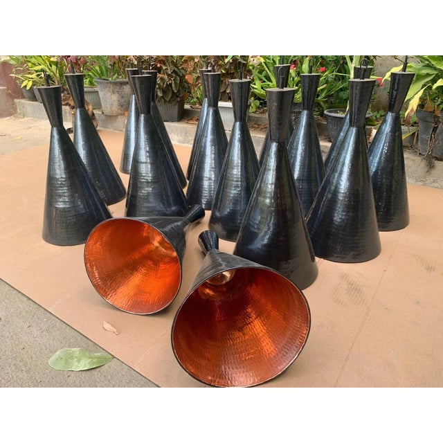 Hammered Copper Cone Bronzed Pendant Light For Sale In Los Angeles - Image 6 of 8