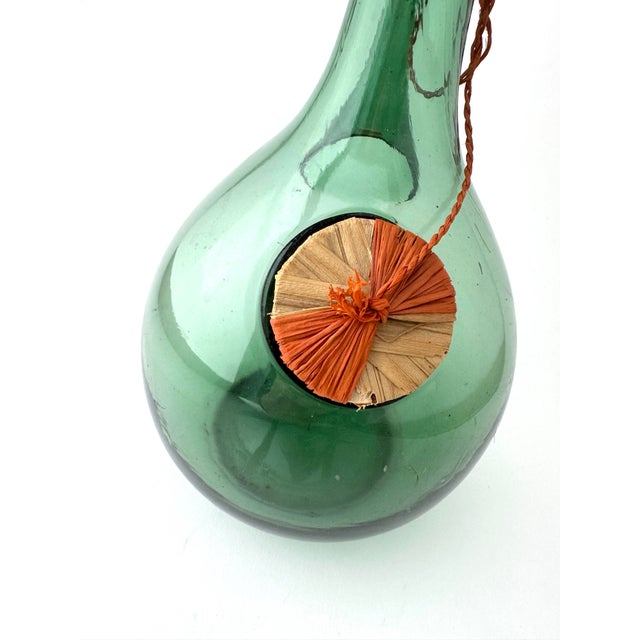 Mid 20th Century Vintage Italian Green Glass Wine Demijohn Decanter For Sale - Image 5 of 9