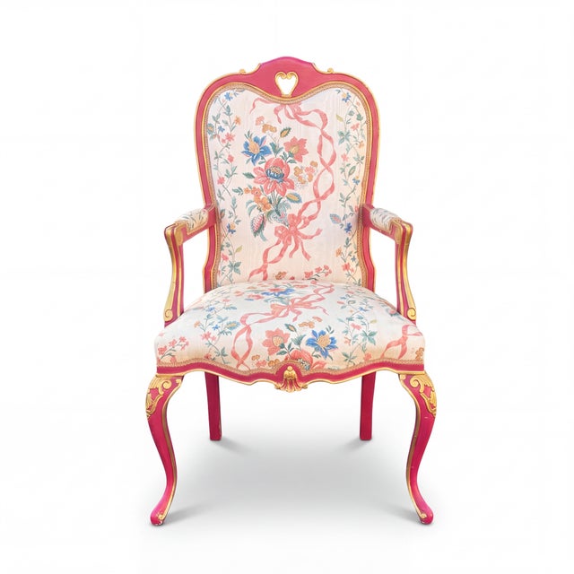 Pink Hollywood Regency Bergere Chair French Styling Pink W/ Giltwood Accents For Sale - Image 8 of 9