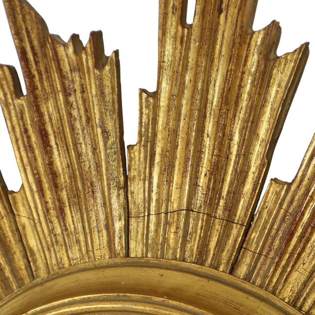 Large Sunburst Gold Leaf Sun Mirror by Deknudt, 1960s For Sale - Image 15 of 18