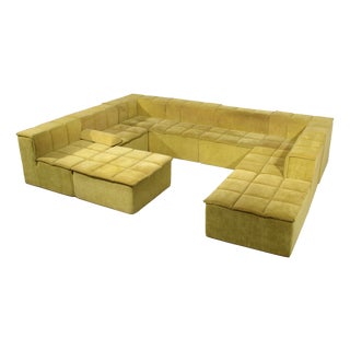 Modular Sofa in Lime Velvet, 1970s, Set of 9 For Sale