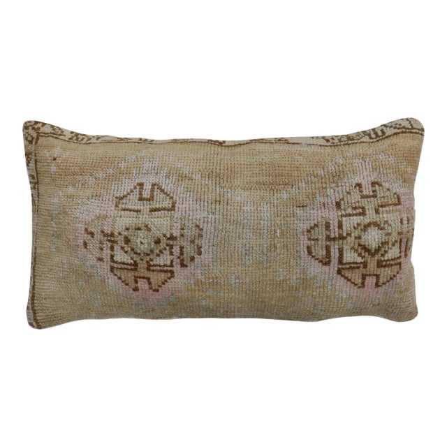 Beige Brown Pink Large Bolster Rug Pillow For Sale