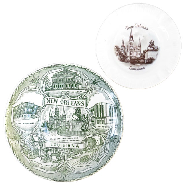 Mid 20th Century 1940s New Orleans Commemorative Plates, Set of 2 For Sale - Image 5 of 5
