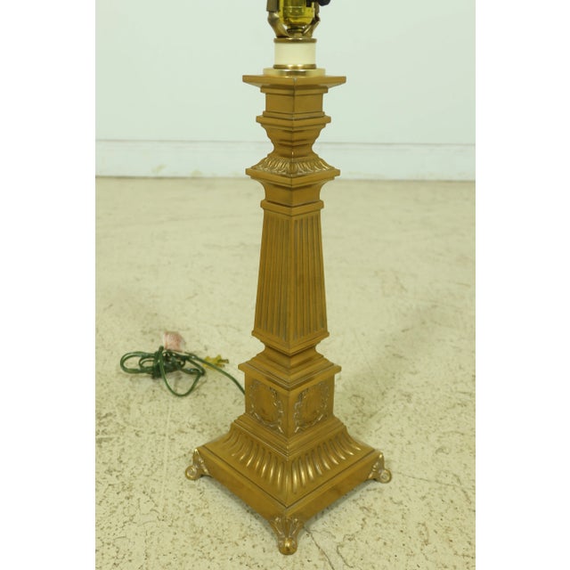 1990s Classical Brass Finish Column Table Lamp For Sale - Image 5 of 7