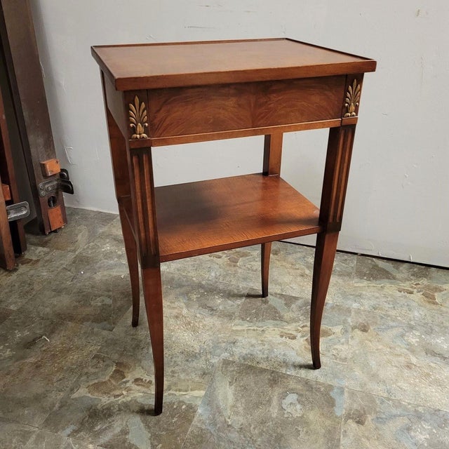 Pair of Italian Louis XVI–Directoire Style Figured Birch Twin Beds With Nightstand, C. 1950 For Sale - Image 10 of 12