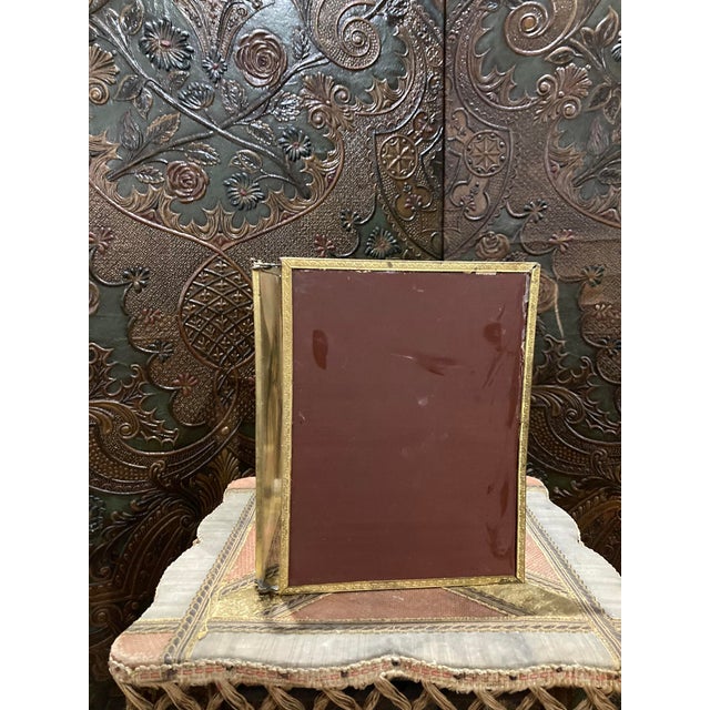 Antique Triptych Standing Mirror in Chiseled Brass — Three-Panel, Circa 1900 For Sale - Image 9 of 17