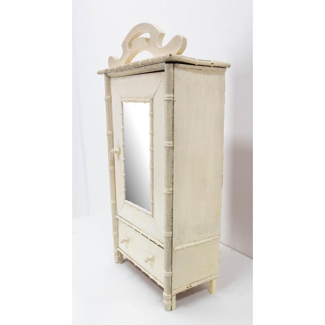 Small French Bamboo Wardrobe with Mirror, 1900 For Sale - Image 4 of 8