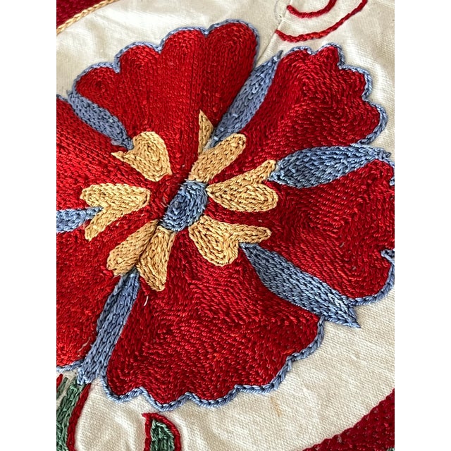Textile Vintage Silk Hand Embroidered Suzani Bed Cover From Uzbekistan For Sale - Image 7 of 13