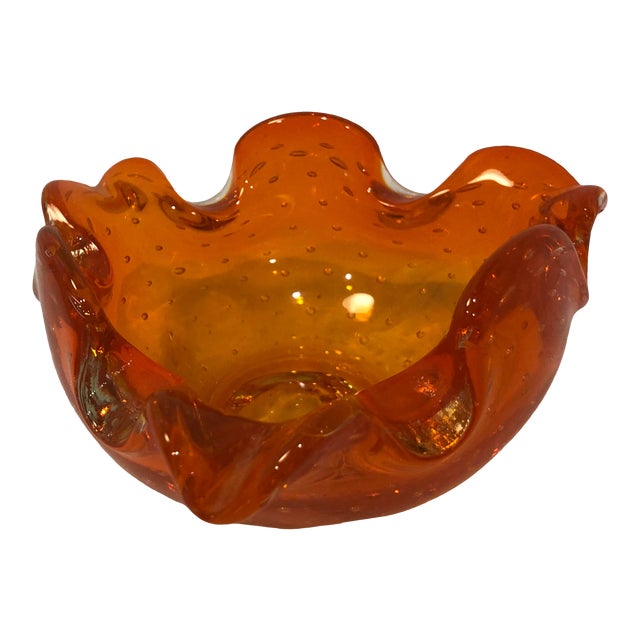 1960’s Vintage MidCentury Orange Glass Dish Chairish