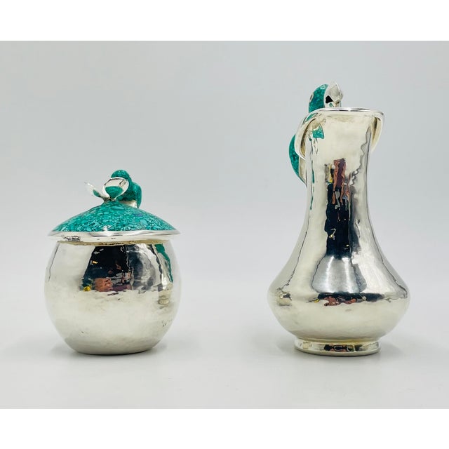 1960s Taxco Parrot Creamer Sugar Spoon Set Mexican Silversmithing - 3pcs For Sale - Image 9 of 18