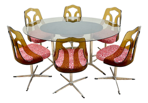 Mid-Century Smoked Acrylic Glass Chairs and Glass Table, 1960s, Set of 5