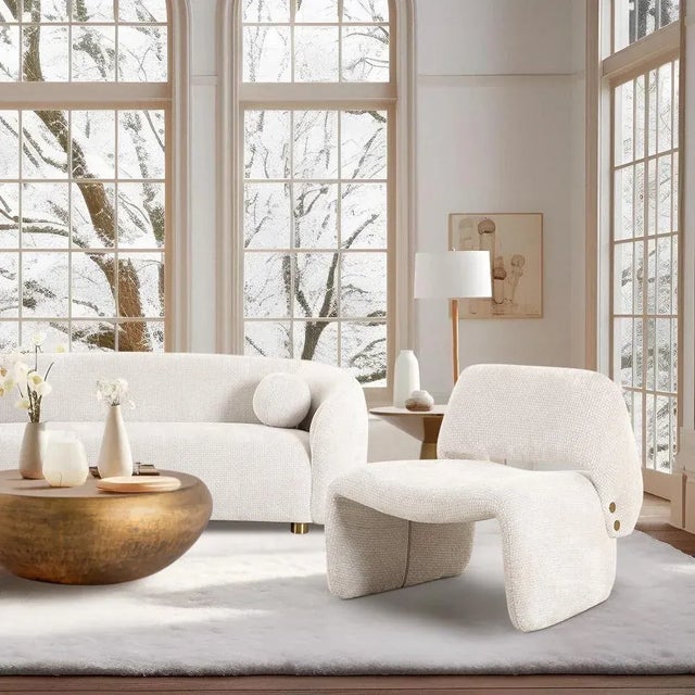 Pasargad Home Zarina Modern Accent Chair, Ivory For Sale In New York - Image 6 of 8