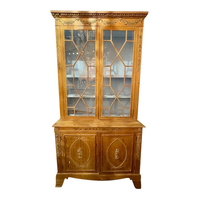 English Neo-Classical Pine Display Cabinet For Sale