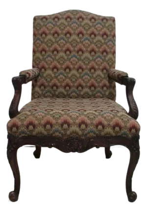 1980s Baker Furniture French Carved Leg Living Room Lounge Arm Club Chair