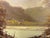 Textile Alpine Mountain Lake Landscape Original Oil Painting, Vintage For Sale - Image 7 of 12
