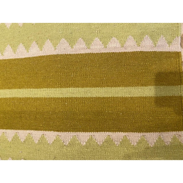 Modern Striped Sundance Green Handmade Wool Rug by Doris Leslie Blau For Sale - Image 4 of 6
