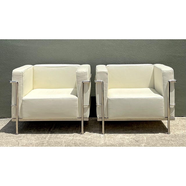 Vintage Chrome Frame Lounge Chairs After Corbusier - A Pair For Sale - Image 17 of 18