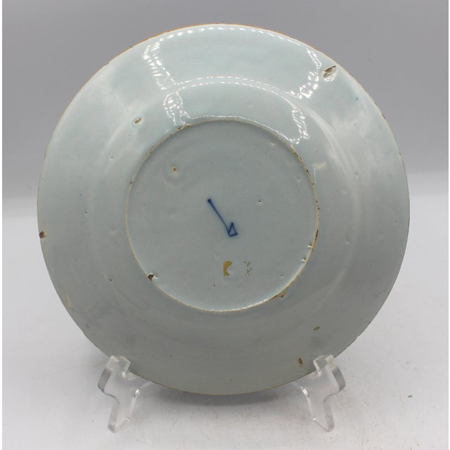 Pair of Late 18th Century Peony Medallion Delft Plates For Sale - Image 4 of 9