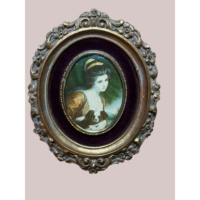 Vintage Cameo Creation Ornate Gilt Framed Miniature Portraits – Pair For Sale - Image 6 of 6