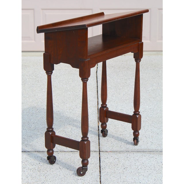 1910s Antique Colonial Revival Walnut Lectern | Bible / Dictionary Stand | Rolling Book or Music Stand | 33” H For Sale - Image 5 of 14