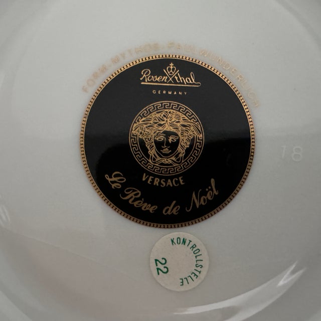 Ceramic Le Reve De Noel Tea Cup and Saucer by Versace for Rosenthal, 2000, Set of 2 For Sale - Image 7 of 8