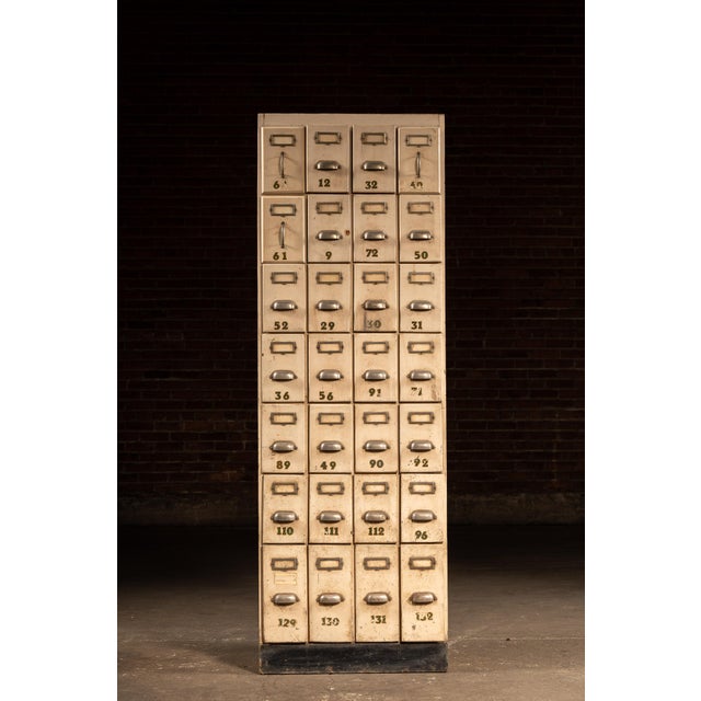 Industrial Antique 28-Drawer Ledger & Index Cabinet For Sale - Image 3 of 10