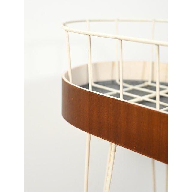 1960s Scandinavian Oval Flower Holder in Metal and Teak, 1960s For Sale - Image 5 of 10