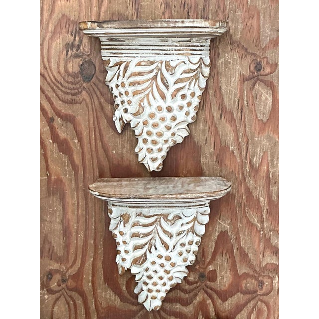 Vintage Carved Wood Grape Wall Brackets - Pair For Sale - Image 14 of 14