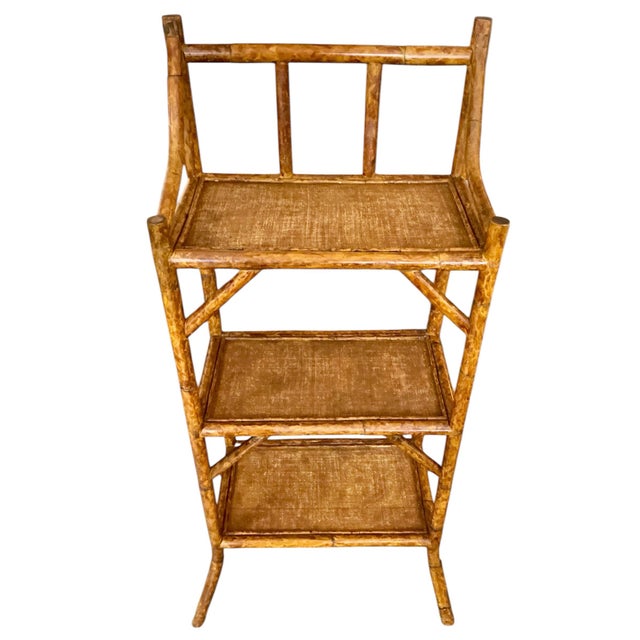 1970s Vintage Rattan & Seagrass Bookcase Etagere For Sale - Image 9 of 12
