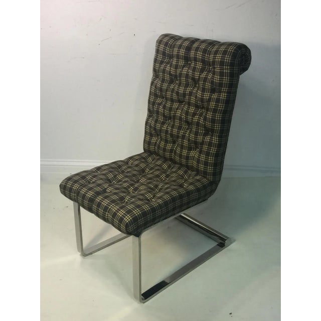 Metal 1970s Chrome Cantilever Dining Chairs in the Manner of Karl Springer - Set of 4 For Sale - Image 7 of 13