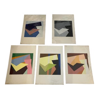 Set of 5 1988 Abstract Silkscreen Studies by Gidon Ben Dor For Sale