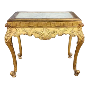 Antique George I Style Gesso & Gilt-Wood Marble Top Console Side Table, 1st Half 19th Century