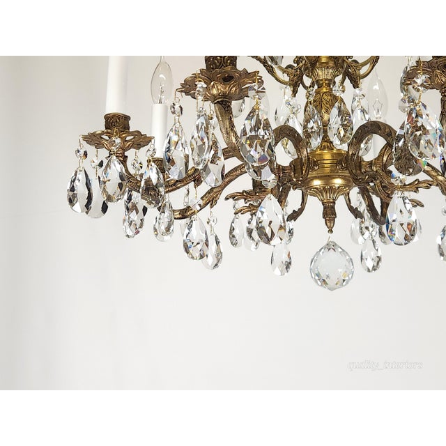 Offered for your consideration is an Antique 8 Light Glowing Glistening Gleaming Brass Cut Lead Crystal Chandelier. The...