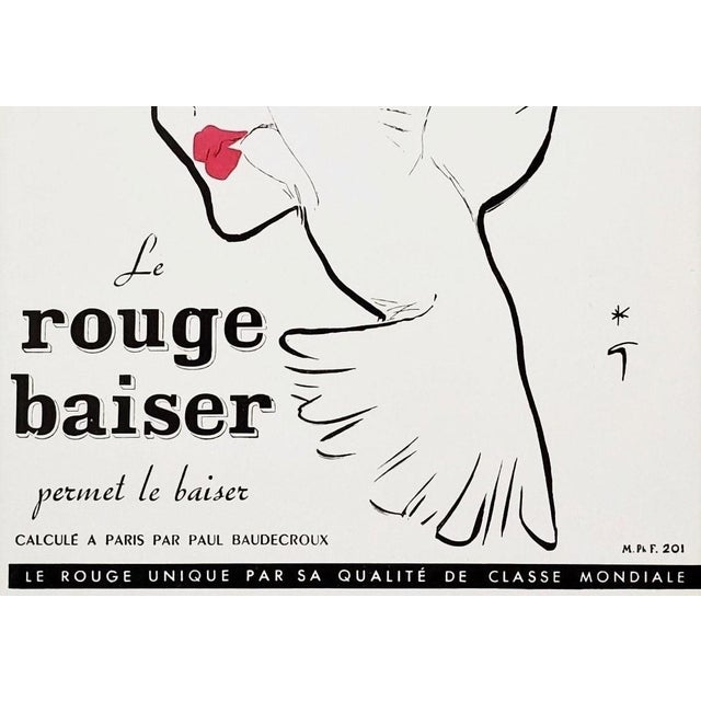 Mid-Century Modern 1953 French Mid-Century Advertisement Print for Lipstick by Gruau For Sale - Image 3 of 3
