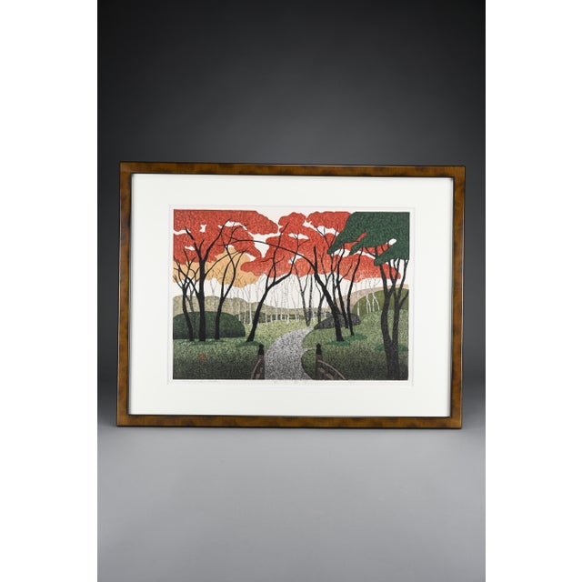 1990s Kazuyuki Ohtsu, Autumn Garden, 1999, Woodblock Print, Framed For Sale - Image 5 of 14