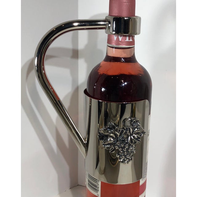 Silver Plated Vintage Wine Holder Velvet in Handle Caddy and Grape Decoration Serving Piece